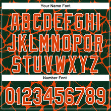 Load image into Gallery viewer, Custom Green Orange-White Abstract Network 3D Pattern Design Bomber Full-Snap Varsity Letterman Hoodie Jacket