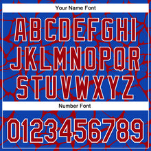 Charger l'image dans la galerie, Custom Thunder Blue Red-White Abstract Network 3D Pattern Design Bomber Full-Snap Varsity Letterman Hoodie Jacket