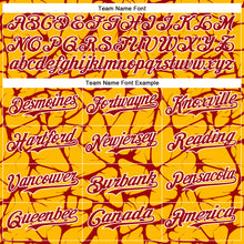 Charger l'image dans la galerie, Custom Gold Red-White Abstract Network 3D Pattern Design Bomber Full-Snap Varsity Letterman Hoodie Jacket