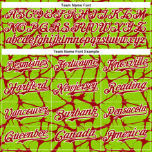 Load image into Gallery viewer, Custom Neon Green Red-White Abstract Network 3D Pattern Design Bomber Full-Snap Varsity Letterman Hoodie Jacket