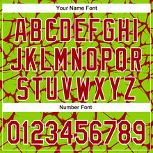 Load image into Gallery viewer, Custom Neon Green Red-White Abstract Network 3D Pattern Design Bomber Full-Snap Varsity Letterman Hoodie Jacket