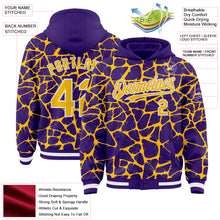 Charger l'image dans la galerie, Custom Purple Gold-White Abstract Network 3D Pattern Design Bomber Full-Snap Varsity Letterman Hoodie Jacket