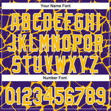 Charger l'image dans la galerie, Custom Purple Gold-White Abstract Network 3D Pattern Design Bomber Full-Snap Varsity Letterman Hoodie Jacket