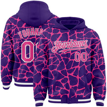 Charger l'image dans la galerie, Custom Purple Pink-White Abstract Network 3D Pattern Design Bomber Full-Snap Varsity Letterman Hoodie Jacket