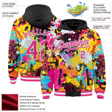 Load image into Gallery viewer, Custom Graffiti Pattern Pink Black-White Splash Bomber Full-Snap Varsity Letterman Hoodie Jacket