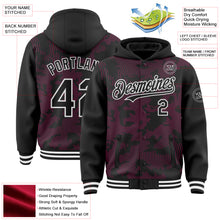 Load image into Gallery viewer, Custom Black Hot Pink-White Curve Lines 3D Pattern Design Bomber Full-Snap Varsity Letterman Hoodie Jacket