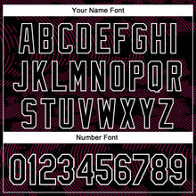 Load image into Gallery viewer, Custom Black Hot Pink-White Curve Lines 3D Pattern Design Bomber Full-Snap Varsity Letterman Hoodie Jacket