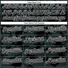 Load image into Gallery viewer, Custom Black Ice Blue-White Curve Lines 3D Pattern Design Bomber Full-Snap Varsity Letterman Hoodie Jacket