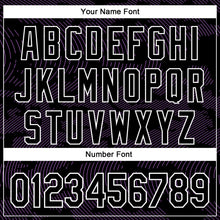 Load image into Gallery viewer, Custom Black Medium Purple-White Curve Lines 3D Pattern Design Bomber Full-Snap Varsity Letterman Hoodie Jacket