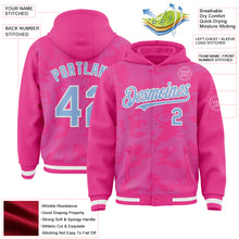 Charger l'image dans la galerie, Custom Pink Light Blue-White Curve Lines 3D Pattern Design Bomber Full-Snap Varsity Letterman Hoodie Jacket