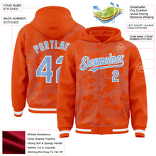 Charger l'image dans la galerie, Custom Orange Light Blue-White Curve Lines 3D Pattern Design Bomber Full-Snap Varsity Letterman Hoodie Jacket