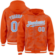 Charger l'image dans la galerie, Custom Orange Light Blue-White Curve Lines 3D Pattern Design Bomber Full-Snap Varsity Letterman Hoodie Jacket