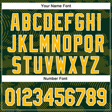 Charger l'image dans la galerie, Custom Green Gold-White Curve Lines 3D Pattern Design Bomber Full-Snap Varsity Letterman Hoodie Jacket