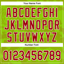 Load image into Gallery viewer, Custom Neon Green Red-White Curve Lines 3D Pattern Design Bomber Full-Snap Varsity Letterman Hoodie Jacket