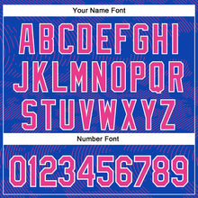 Charger l'image dans la galerie, Custom Thunder Blue Pink-White Curve Lines 3D Pattern Design Bomber Full-Snap Varsity Letterman Hoodie Jacket