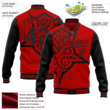 Load image into Gallery viewer, Custom Red Black Gothic Snake Grunge 3D Pattern Design Bomber Full-Snap Varsity Letterman Jacket