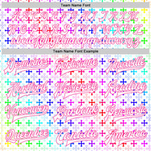 Загрузить изображение в средство просмотра галереи, Custom White Pink Gothic Gradient Crosses 3D Pattern Design Bomber Full-Snap Varsity Letterman Jacket