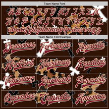 Charger l'image dans la galerie, Custom Brown Crimson City Cream-Black Gothic Leopard Print Crosses 3D Pattern Design Bomber Full-Snap Varsity Letterman Jacket