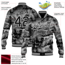 Загрузить изображение в средство просмотра галереи, Custom Tie Dye Black-White Gothic Crosses 3D Bomber Full-Snap Varsity Letterman Jacket