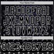 Загрузить изображение в средство просмотра галереи, Custom Black White Gothic Glitter Crosses 3D Pattern Design Bomber Full-Snap Varsity Letterman Jacket