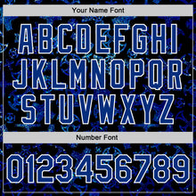 Загрузить изображение в средство просмотра галереи, Custom Black Royal-White Gothic Glitter Crosses 3D Pattern Design Bomber Full-Snap Varsity Letterman Jacket