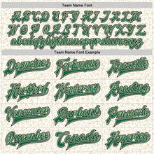 Charger l'image dans la galerie, Custom White Kelly Green Cream-Black Crosses 3D Pattern Design Bomber Full-Snap Varsity Letterman Jacket