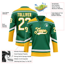 Charger l'image dans la galerie, Custom Kelly Green White-Gold Hockey Lace Neck Jersey