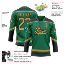 Загрузить изображение в средство просмотра галереи, Custom Kelly Green Old Gold-Black Hockey Lace Neck Jersey