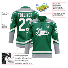 Load image into Gallery viewer, Custom Kelly Green White-Gray Hockey Lace Neck Jersey