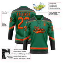 Charger l'image dans la galerie, Custom Kelly Green Orange-Black Hockey Lace Neck Jersey