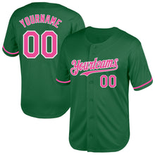 Load image into Gallery viewer, Custom Kelly Green Pink-White Mesh Authentic Throwback Baseball Jersey