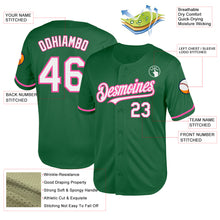 Load image into Gallery viewer, Custom Kelly Green White-Pink Mesh Authentic Throwback Baseball Jersey