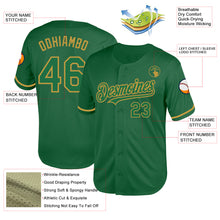 Load image into Gallery viewer, Custom Kelly Green Old Gold Mesh Authentic Throwback Baseball Jersey