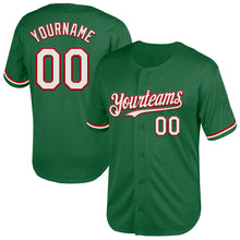 Load image into Gallery viewer, Custom Kelly Green White-Red Mesh Authentic Throwback Baseball Jersey