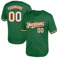 Load image into Gallery viewer, Custom Kelly Green White-Orange Mesh Authentic Throwback Baseball Jersey