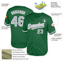 Load image into Gallery viewer, Custom Kelly Green Gray-White Mesh Authentic Throwback Baseball Jersey