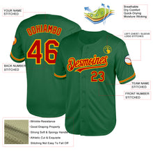 Load image into Gallery viewer, Custom Kelly Green Red-Gold Mesh Authentic Throwback Baseball Jersey
