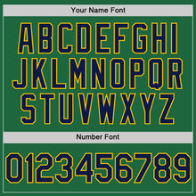 Load image into Gallery viewer, Custom Kelly Green Navy-Yellow Mesh Authentic Throwback Baseball Jersey