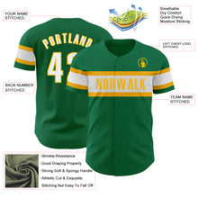 Laden Sie das Bild in den Galerie-Viewer, Custom Kelly Green White-Gold Authentic Baseball Jersey