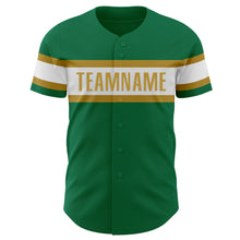 Load image into Gallery viewer, Custom Kelly Green White-Old Gold Authentic Baseball Jersey