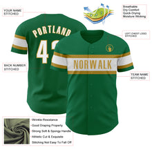 Load image into Gallery viewer, Custom Kelly Green White-Old Gold Authentic Baseball Jersey
