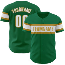 Load image into Gallery viewer, Custom Kelly Green White-Old Gold Authentic Baseball Jersey