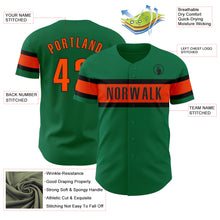 Load image into Gallery viewer, Custom Kelly Green Orange-Black Authentic Baseball Jersey