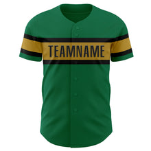 Load image into Gallery viewer, Custom Kelly Green Old Gold-Black Authentic Baseball Jersey