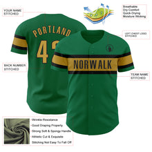 Load image into Gallery viewer, Custom Kelly Green Old Gold-Black Authentic Baseball Jersey