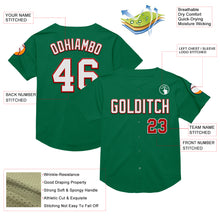 Load image into Gallery viewer, Custom Kelly Green White-Red Mesh Authentic Throwback Baseball Jersey