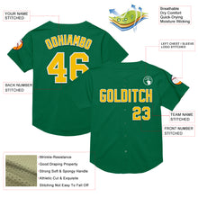 Load image into Gallery viewer, Custom Kelly Green Yellow-White Mesh Authentic Throwback Baseball Jersey
