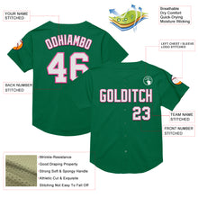 Load image into Gallery viewer, Custom Kelly Green White-Pink Mesh Authentic Throwback Baseball Jersey