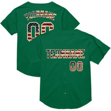 Load image into Gallery viewer, Custom Kelly Green Vintage USA Flag-Cream Mesh Authentic Throwback Baseball Jersey