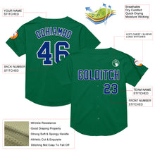 Laden Sie das Bild in den Galerie-Viewer, Custom Kelly Green Royal-White Mesh Authentic Throwback Baseball Jersey